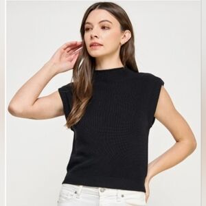 Ellison Black Power Shoulder Knit Sweater Top Size Small (nwt)